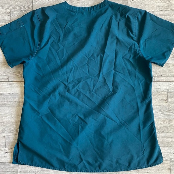 Carhartt Force Scrub Top Women’s Large Teal Blue Short Sleeve Pockets - Picture 5 of 7